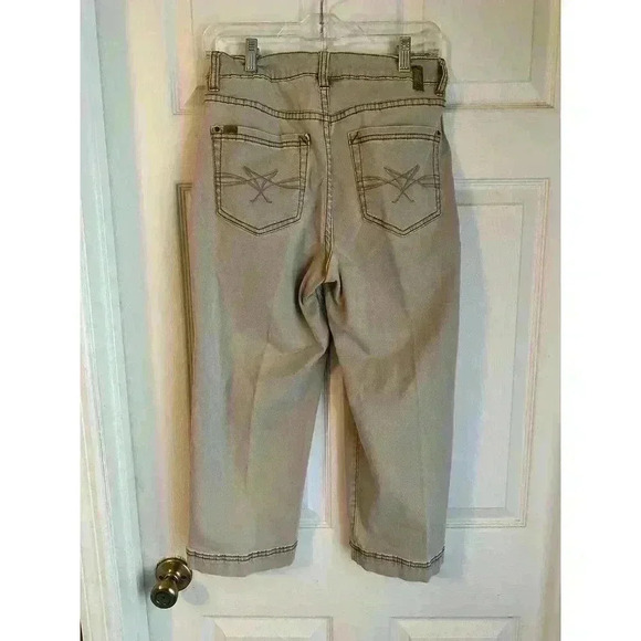 Jag Jeans Stretch Capris Tan Khaki Women’s Size 8 Ankle Cropped Cuffed - Picture 2 of 9